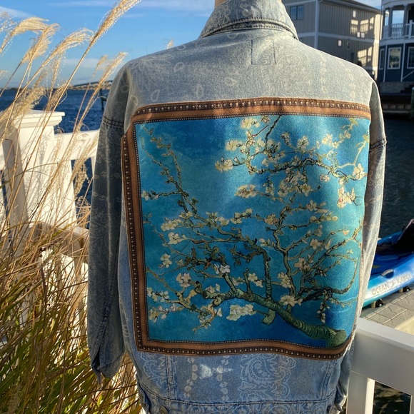 One-Of-Kind Upcycled Van Gogh Denim Jacket - Picture 8 of 10